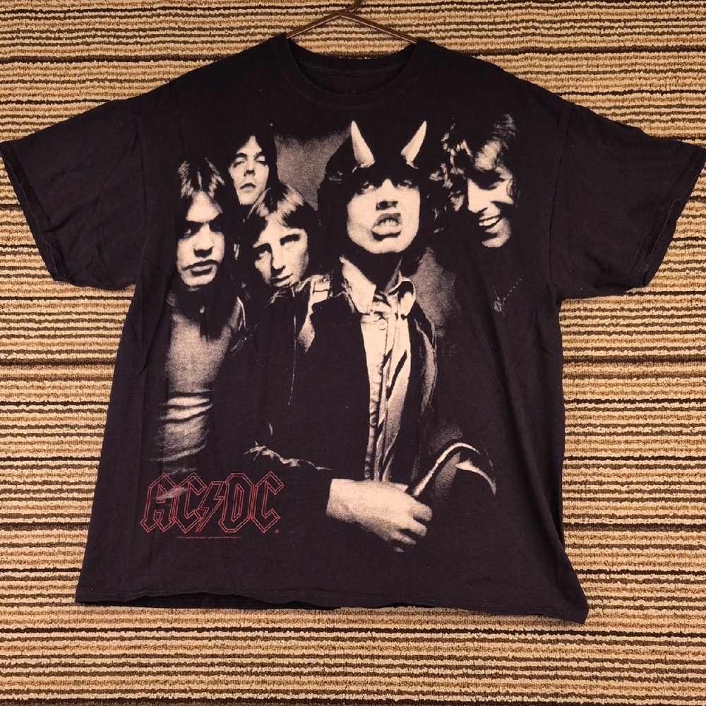 AC/DC Liquid Blue Licensed‎ AOP Tour Black Cotton Shirt Mens XL 2005 Y2K VTG